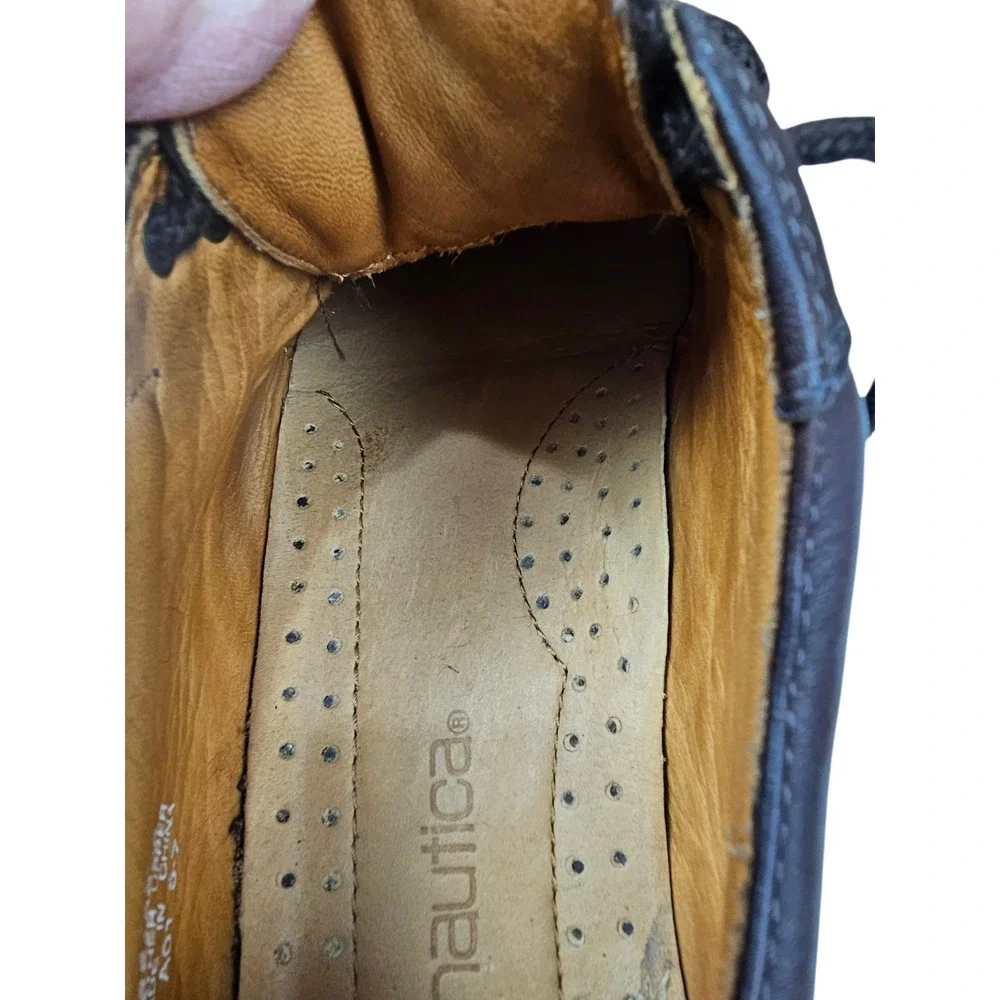 Nautica Mens Brown Leather Lace Up Lug Sole Oxford Shoes Size 8M A01‎ 5-7